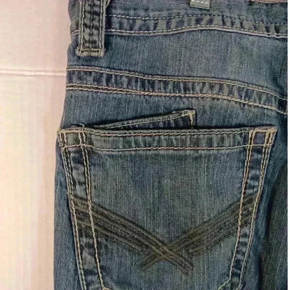 TK Axel Treadwell Relaxed Straight 6-Pocket Jeans Mens 36‎ x 30 Blue Distressed - Picture 7 of 11